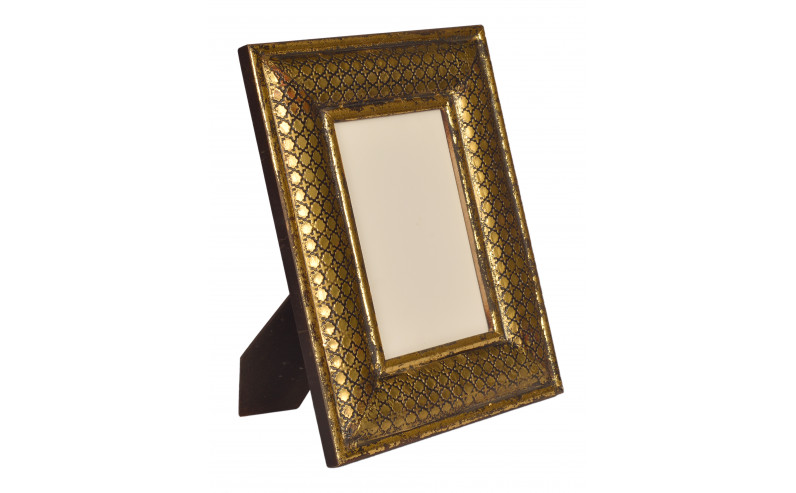 Photo frame- Hand painted and hand carved- Brass